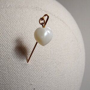 Pearl Heart Gold Tone 2" Stick Pin